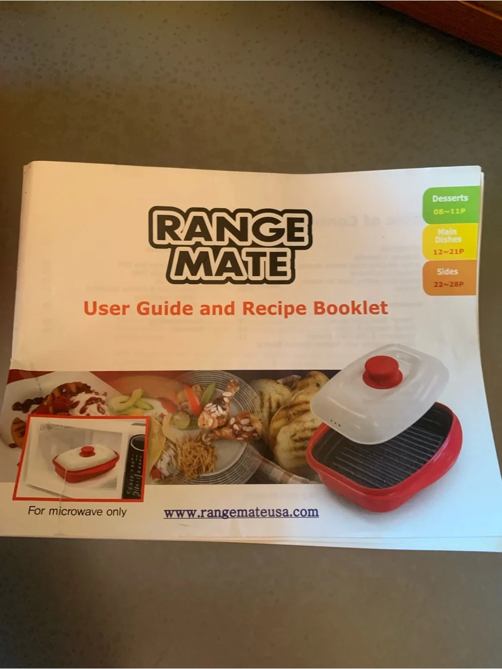 RANGE MATE grill for use in microwave only. Rectangle, RED and WHITE.